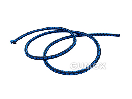 Gummiseil, Durchmesser 8mm, Gummifaser/PP-Geflecht, blau-schwarz, 